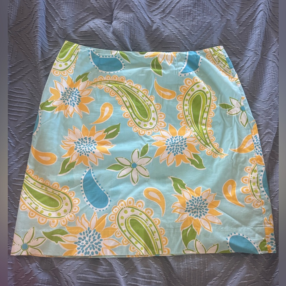 Lilly Pulitzer Skirt - Blue, Green, Yellow Floral Paisley